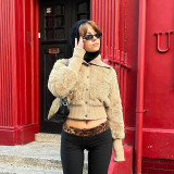 Autumn Winter Women's Solid Color Turndown Collar Single-Breasted Fur Patchwork Long Sleeve Women Jacket Coat