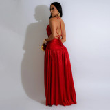 Women's Slash Shoulder Hollow High Slit Sexy Sleeveless Long Party Evening Dress