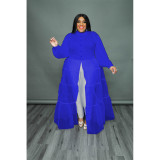 Black Mesh Patchwork Dress Features Plus Size Women's Top