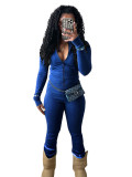 Women Sports Casual Zipper Top and Bell Bottom Pants Two-piece Set