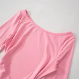 Women Long Sleeve Bow Decorated Gathered Bodycon Lace Dress