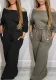 Women Off Shoulder Backless Wide Leg Jumpsuit