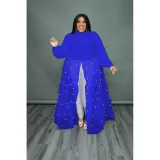 Plus Size Women's Black Pearl Mesh Patchwork Dress