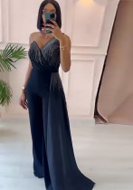 Women backless suspenders jumpsuit