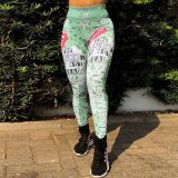 Women Letter Print Yoga Pants Fitness Pants