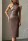 Women Sleeveless Stand Collar Slit Solid pu Leather Dress