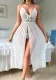 Sexy See-Through Lace Mesh Strap Slit Night Dress