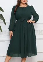 Long Sleeve Plus Size Women's Solid Chiffon Dress