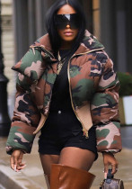 Autumn And Winter Women's Fashion Camouflage Print Short Warm Jacket Cotton-Padded Coat