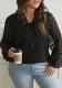 Plus Size Women's Solid Mesh Patchwork Long Sleeve Tie Plus Size Shirt