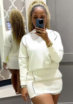 Women autumn and winter long-sleeved Hoodies lace stripes and shorts sports Casual Two Piece Set