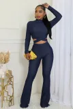 Long-Sleeved Tight Slim Top High Waist Bell Bottom Stretch Pants Set