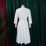 Women v-neck pleated elastic elegant African dress