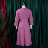 Women v-neck pleated elastic elegant African dress