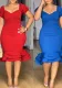 Women Stretch Lantern Sleeve Wave Bodycon Dress