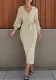 Women autumn solid elegant Career Knitting v-neck lace dress