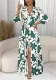 Women autumn long-sleeved V-neck slit dress