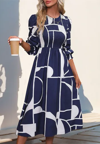 Women autumn long-sleeved printed dress