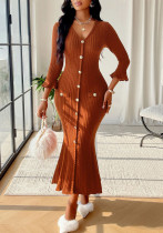 Women French V-neck long-sleeved dress