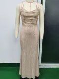 Sexy Low Back Strap Sequin Women's Evening Dress