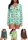 Women's Christmas Digital Printing Long Sleeve Button Jumpsuit