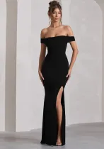 Autumn And Winter Sexy Off Shoulder Slit Fishtail Dress