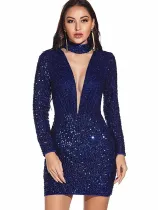 Sexy Long-Sleeved Sequin Women's Dress