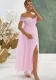 Sexy Off Shoulder Mesh Split Maternity Dress