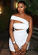 Women's Fashion Solid Color Sexy Slash Shoulder Bodycon Short Dress
