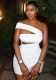 Women's Fashion Solid Color Sexy Slash Shoulder Bodycon Short Dress
