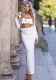 Solid Color Long Sleeve Flower Bandage Top Long Skirt Two-Piece Set