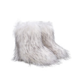 Women furry boots winter warm plus velvet mid-calf boots snow boots