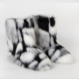 Women furry boots winter warm plus velvet mid-calf boots snow boots