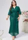 Plus Size Women Sequin Solid v-neck sequin sleeve Formal Party Dress