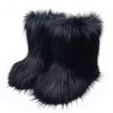 Women furry boots winter warm plus velvet mid-calf boots snow boots