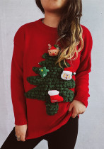 Christmas and New Year Women flocked Christmas tree red sweater