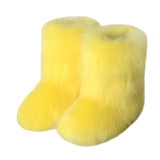 Women furry boots winter warm plus velvet mid-calf boots snow boots