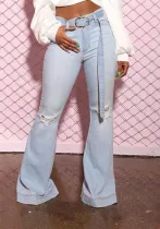 Women autumn wide-leg denim trousers (including belt)