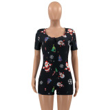 Christmas Women printed knitting jumpsuit