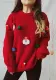 Christmas Women Cute Santa Claus Round Neck Long Sleeve Knitting Top
