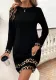 Women Round Neck Long Sleeve Leopard Print Dress