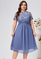 Plus Size Women Chiffon Short Sleeve Dress