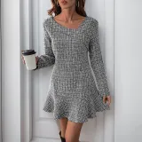 Autumn Long-Sleeved Irregular Ruffled Dress