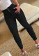 Black Elastic Tight Fitting Button Zipper Denim Women's Tight Pants