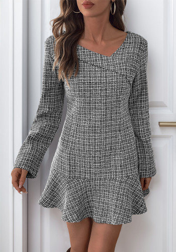 Autumn Long-Sleeved Irregular Ruffled Dress