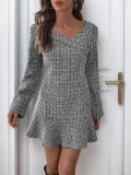 Autumn Long-Sleeved Irregular Ruffled Dress