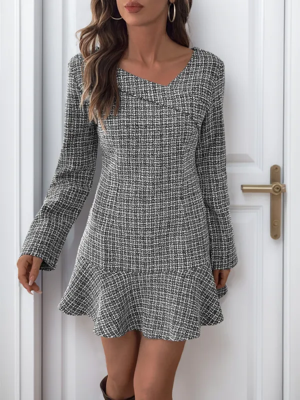 Autumn Long-Sleeved Irregular Ruffled Dress
