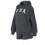 Women Winter Letter Print Long Sleeve Hoodies And Shorts Two-piece Set