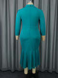 Plus Size Women African Shirt Collar Formal Party Fishtail Dresses