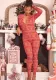 Women Christmas Printed Long Sleeve Casual Jumpsuit